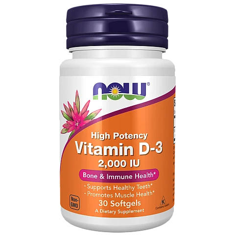 ויטמין D3 מכילה 2000 יחב"ל תכולה 30 כמוסות מבית NOW FOODS ויטמין D3 מכילה 2000 יחב"ל תכולה 30 כמוסות מבית NOW FOODS