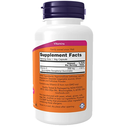 ויטמין E-400 יבש 268 מ“ג (400 יחב“ל) 100 כמוסות - מבית NOW FOODS