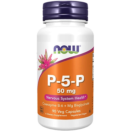 ויטמין P-5-P מכילה 50 מ"ג - תכולה 90 כמוסות - מבית NOW FOODS