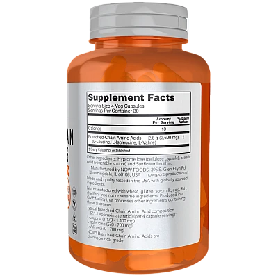 חומצות אמינו מסועפות שרשרת 120 כמוסות - מבית NOW FOODS