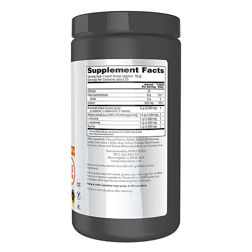 חומצות אמיניות BCAA ביג 6 טעם אבטיח 600 גרם - מבית NOW FOODS