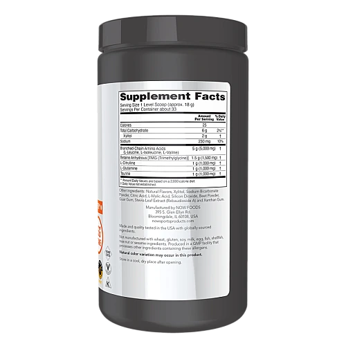 חומצות אמיניות BCAA ביג 6 טעם אבטיח 600 גרם - מבית NOW FOODS