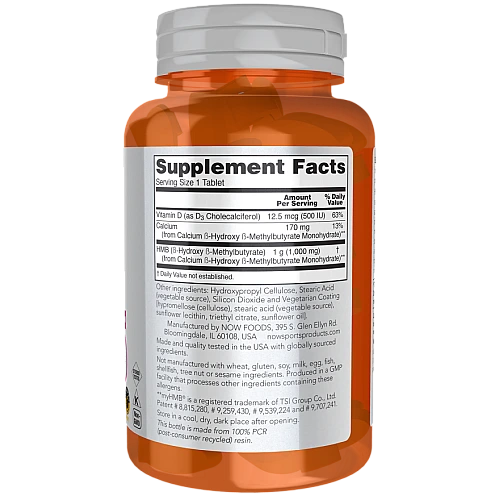 חומצות האמינו HMB מכין 1,000 מ"ג 90 טבליות - מבית NOW FOODS