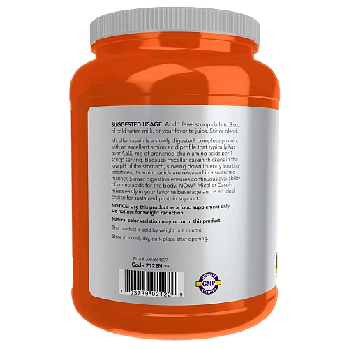 חלבון קזאין מיסלרי טבעי ללא טעם 816 גרם - מבית NOW FOODS