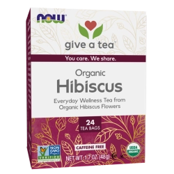  חליטת היביסקוס אורגני נטול קפאין 24 שקיקי תה - מבית NOW FOODS