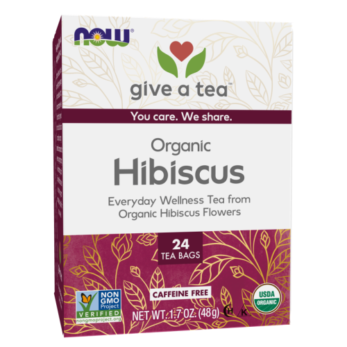 חליטת היביסקוס אורגני נטול קפאין 24 שקיקי תה - מבית NOW FOODS