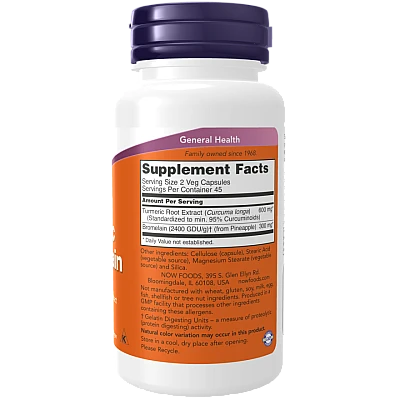 כורכום וברומלאין 90 כמוסות - מבית NOW FOODS