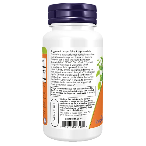 כורכומין מחסום הדם-מוח 400 מ"ג 50 כמוסות - מבית NOW FOODS כורכומין מחסום הדם-מוח 400 מ"ג 50 כמוסות - מבית NOW FOODS