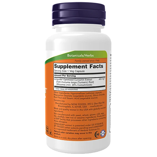 כורכומין מחסום הדם-מוח 400 מ"ג 50 כמוסות - מבית NOW FOODS