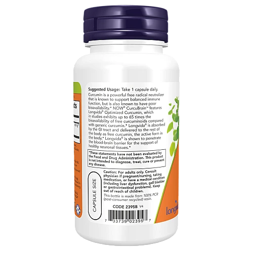 כורכומין מחסום הדם-מוח 400 מ"ג 50 כמוסות - מבית NOW FOODS