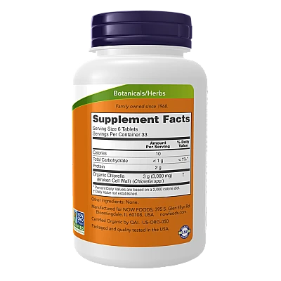 כלורלה אורגנית 500 מ"ג 200 טבליות - מבית NOW FOODS