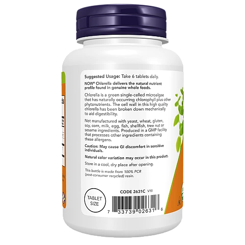 כלורלה אורגנית 500 מ"ג 200 טבליות - מבית NOW FOODS
