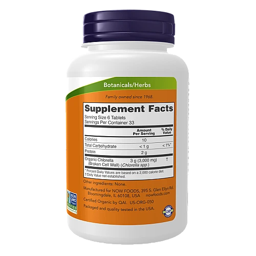 כלורלה אורגנית 500 מ"ג 200 טבליות - מבית NOW FOODS