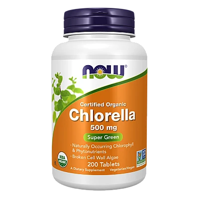 כלורלה אורגנית 500 מ"ג 200 טבליות - מבית NOW FOODS