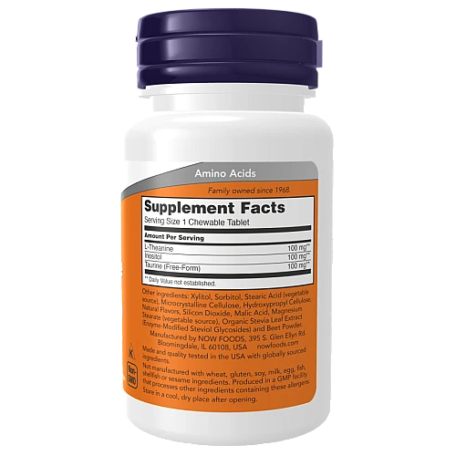 ל-תיאנין ללעיסה 100 מ"ג 90 טבליות לעיסות - מבית NOW FOODS