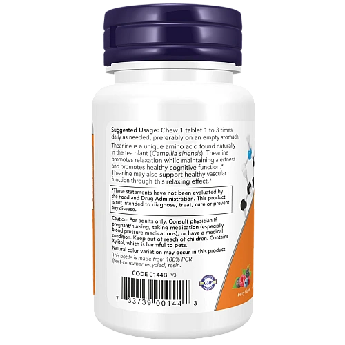 ל-תיאנין ללעיסה 100 מ"ג 90 טבליות לעיסות - מבית NOW FOODS