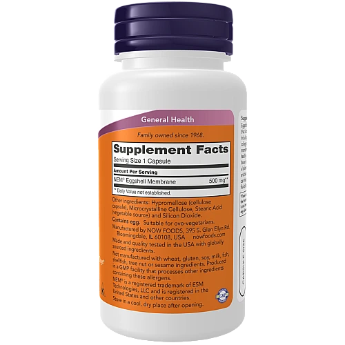 ממברנת קליפת ביצה 500 מ"ג 60 כמוסות - מבית NOW FOODS