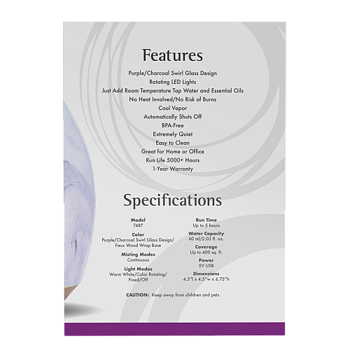 מפזר שמנים ארומתרפיה USB מזכוכית מערבולת בעבודת יד - מבית NOW FOODS