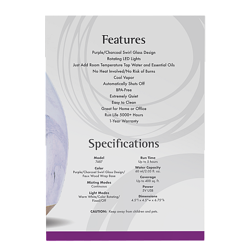 מפזר שמנים ארומתרפיה USB מזכוכית מערבולת בעבודת יד - מבית NOW FOODS