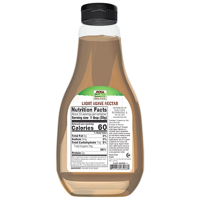 נקטר אגבה בהיר אורגני 660 גרם - מבית NOW FOODS