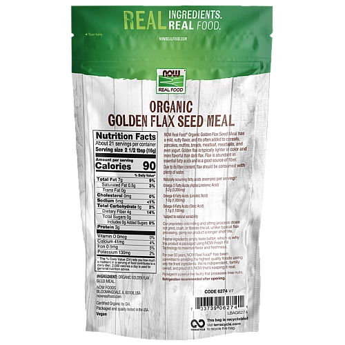 סובין זרעי פשתן זהוב אורגני 624 גרם - מבית NOW FOODS