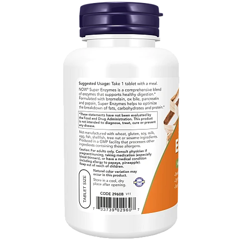 סופר אנזים Super Enzymes תכולה 90 טבליות - מבית NOW FOODS סופר אנזים Super Enzymes תכולה 90 טבליות - מבית NOW FOODS