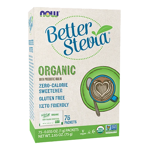 סטיביה אורגנית ללא תוספת טעם 75 שקיקים - מבית NOW FOODS