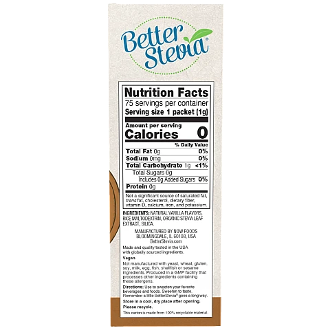 סטיביה טעפ וניל צרפתי 75 שקיקים - מבית NOW FOODS סטיביה טעפ וניל צרפתי 75 שקיקים - מבית NOW FOODS