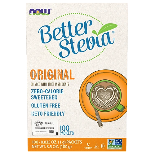 סטיביה מקורי ללא תוספת טעם 100 שקיקים - מבית NOW FOODS