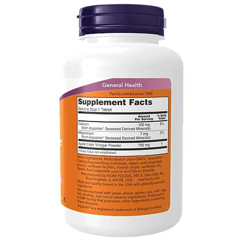 סיידר תפוחי עץ 750 מ"ג 180 טבליות - מבית NOW FOODS סיידר תפוחי עץ 750 מ"ג 180 טבליות - מבית NOW FOODS