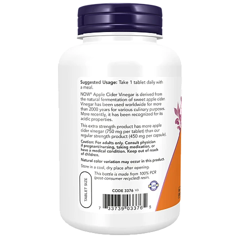 סיידר תפוחי עץ 750 מ"ג 180 טבליות - מבית NOW FOODS סיידר תפוחי עץ 750 מ"ג 180 טבליות - מבית NOW FOODS