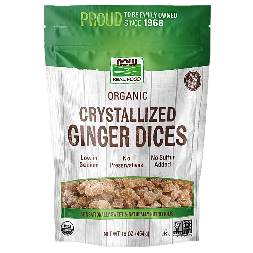 קוביות ג'ינג'ר מגובשות אורגניות 454 גרם - מבית NOW FOODS