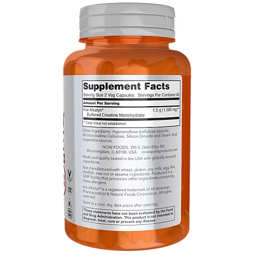 קרי-אלקלין קריאטין 120 כמוסות - מבית NOW FOODS