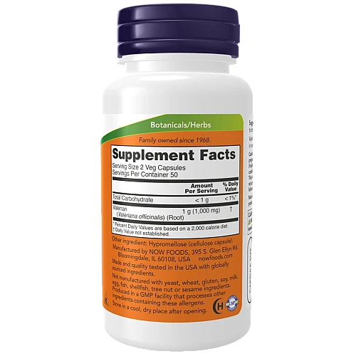 שורש ולריאן 500 מ"ג 100 כמוסות - מבית NOW FOODS