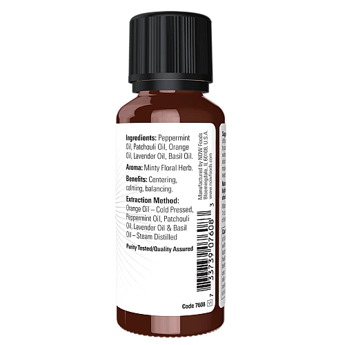 שמן אתרי שלווה והרמוניה מנטה ופרחים 30 מ"ל - מבית NOW FOODS