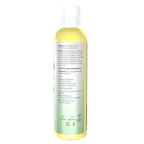 שמן שקדים מתוקים אורגני 237 מ"ל - מבית NOW FOODS