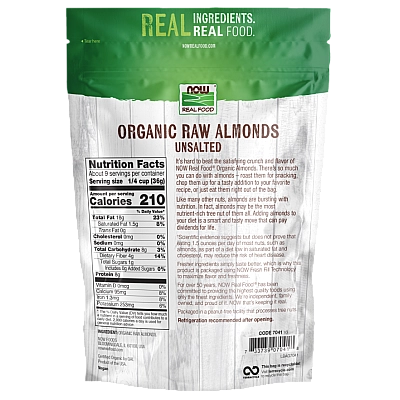 שקדים גולמיים אורגני לא מומלחים 340 גרם - מבית NOW FOODS