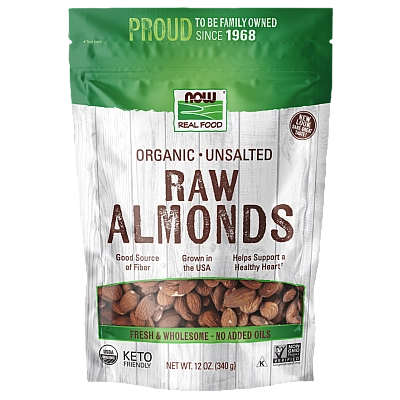 שקדים גולמיים אורגני לא מומלחים 340 גרם - מבית NOW FOODS