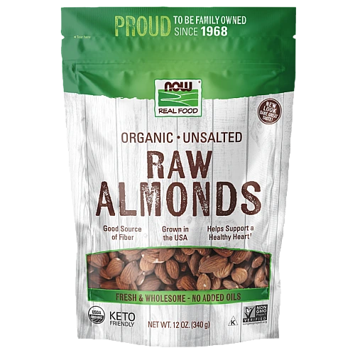 שקדים גולמיים אורגני לא מומלחים 340 גרם - מבית NOW FOODS