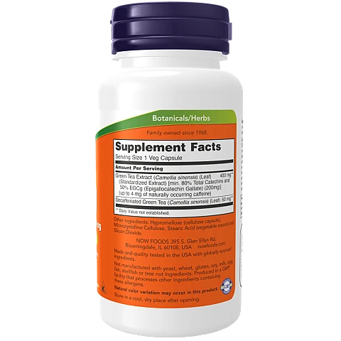 תה ירוק EGCg שורף שומן טבעי 400 מ"ג 90 כמוסות - מבית NOW FOODS