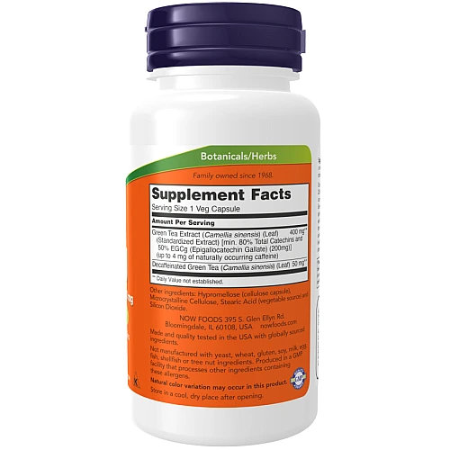 תה ירוק EGCg שורף שומן טבעי 400 מ"ג 90 כמוסות - מבית NOW FOODS