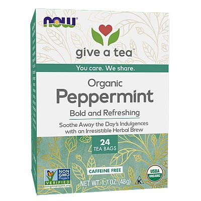 תה מנטה אורגני נטול קפאין 24 שקיקי תה - מבית NOW FOODS