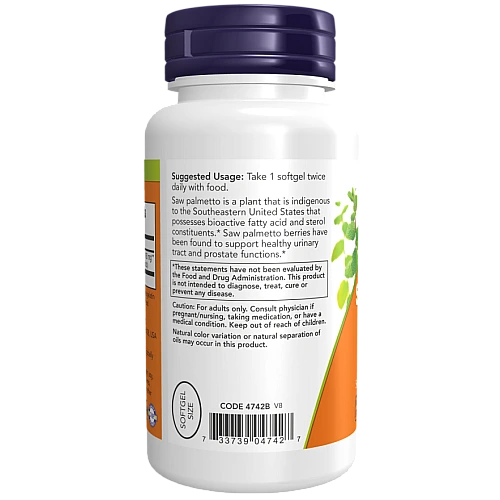 תמצית דקל ננסי 160 מ"ג סו פלמטו 120 כמוסות - מבית NOW FOODS