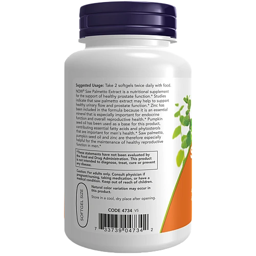 תמצית דקל ננסי עם שמן גרעיני דלעת 160 מ"ג 90 כמוסות - מבית NOW FOODS