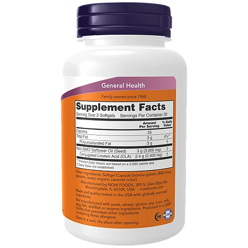 CLA כמות למנה 800 מ"ג 90 כמוסות - מבית NOW FOODS