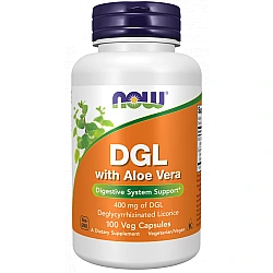 DGL שורש ליקוריץ עם אלוורה 400 מ"ג 100 כמוסות - מבית NOW FOODS