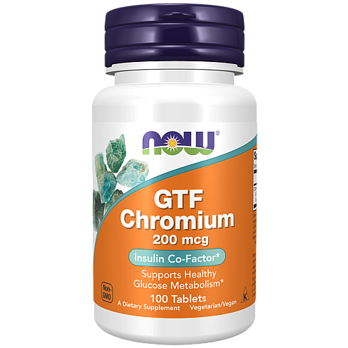 GTF כרום 200 מק"ג 100 טבליות - מבית NOW FOODS