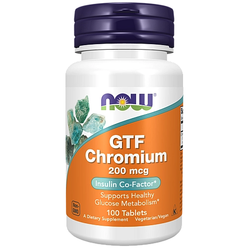 GTF כרום 200 מק"ג 100 טבליות - מבית NOW FOODS