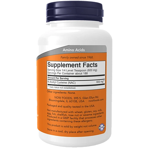אבקת NAC טהורה N-אצטיל ציסטאין 113 גרם - מבית NOW FOODS
