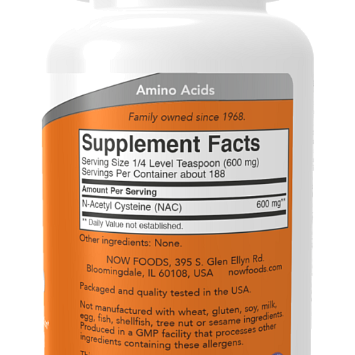 אבקת NAC טהורה N-אצטיל ציסטאין 113 גרם - מבית NOW FOODS